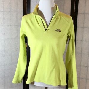 The North Face green short zip pull over top